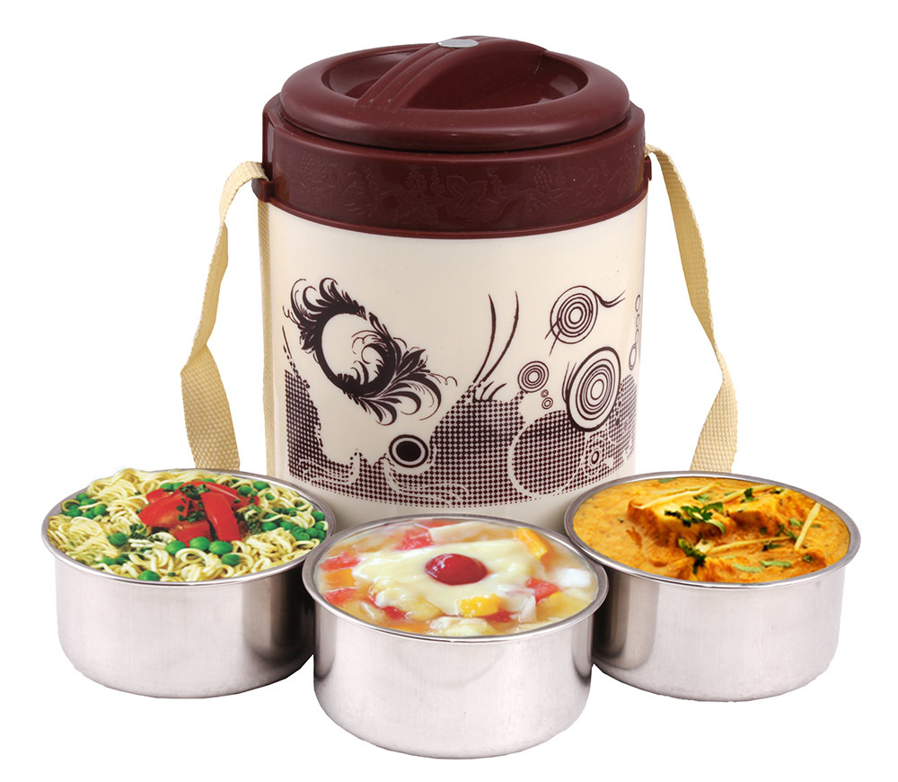 Royal Star - Stainless Steel & Pp Plastic, 3 Container Size In Pink, Blue, Red, Orange, Yellow | Rugged, Easy To Clean, Keeps Food Fresh & Hot