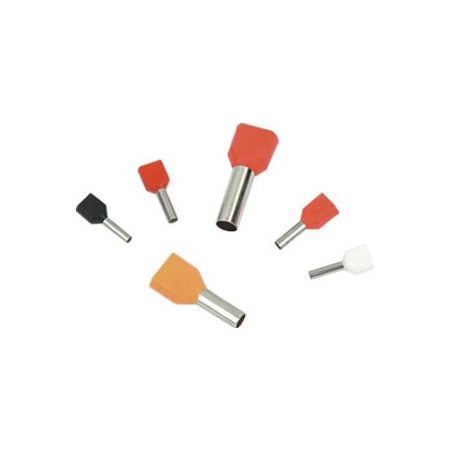 Insulated Twin Cord End Terminals - PVC & Copper, Multi-Color Options | Flame Resistant, Ideal for Power Distribution Cables, Up to 50 MHz
