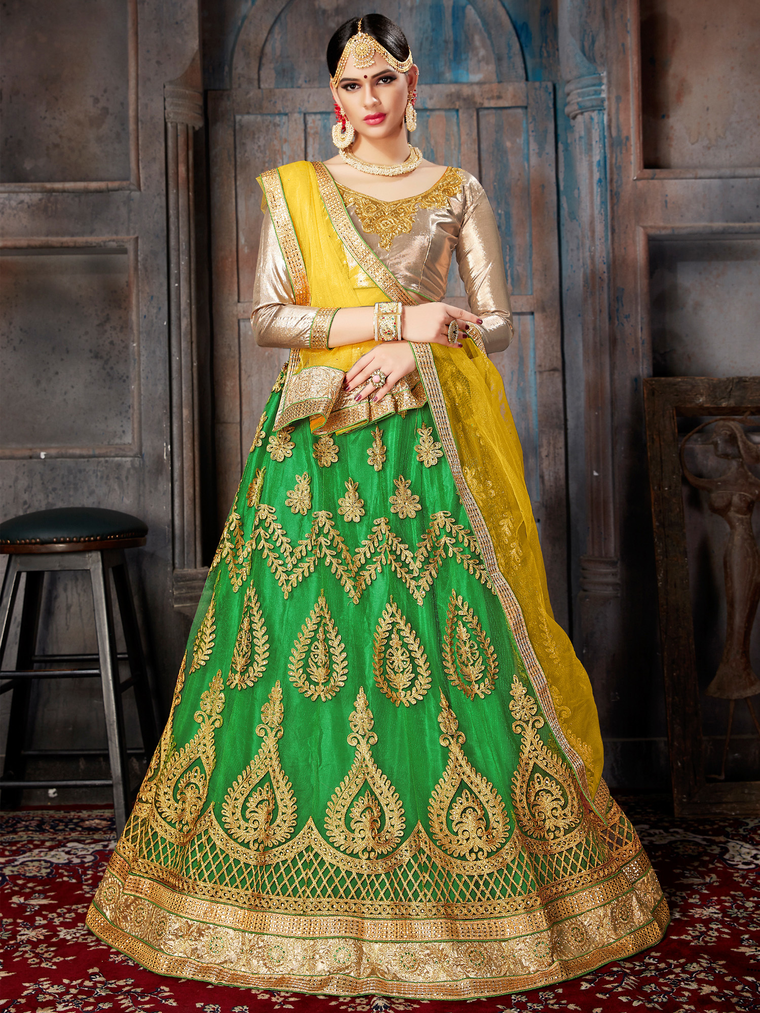 Net Lehenga Choli - Color: As Per Image