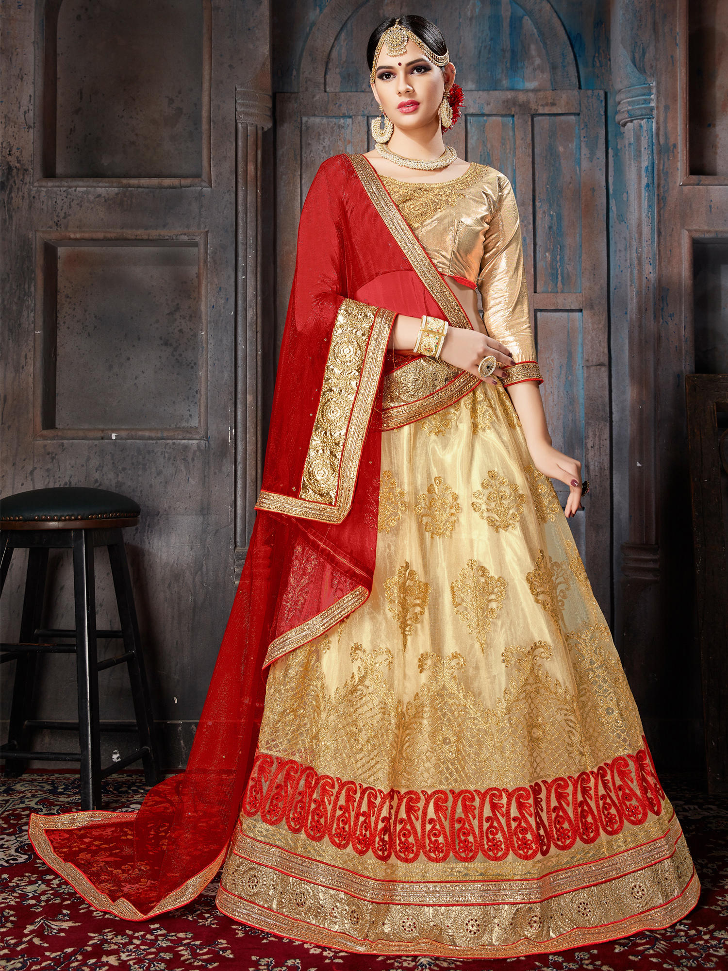 Net Lehenga Choli - Color: As Per Image