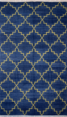 नीला और पीला सूती बोहेमियन गलीचा