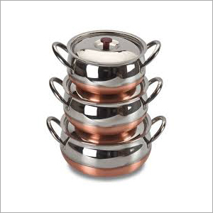 ढक्कन वाला तांबा तला हांडी