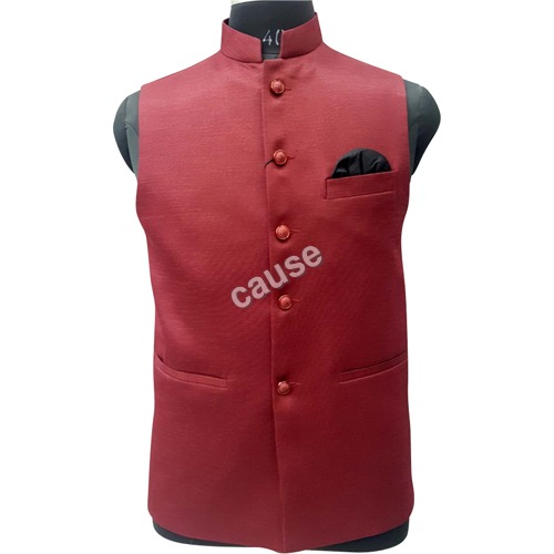 पुरुषों की लाल कमरकोट सजावट की सामग्री: मोती