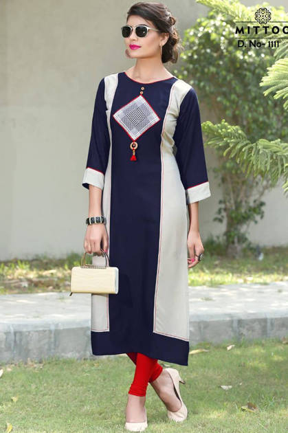 Dry Cleaning Rayon Designer Kurti Wholesale Palak - 11