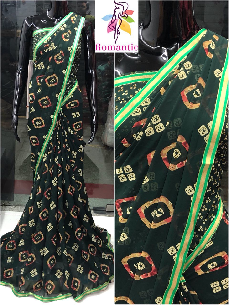 Ladies Designer Bandhani Saree - Georgette, Red Color | Elegant Pattern, Lightweight For Comfortable Wear, Perfect For Parties