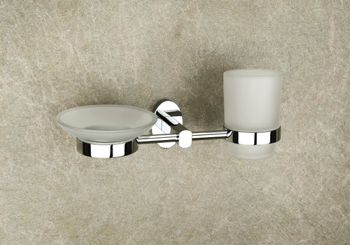 ब्रास ग्लास सोप डिश और टंबलर होल्डर (कॉम्बो)