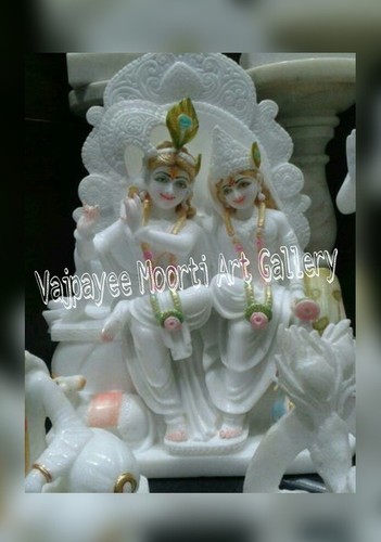 Handcrafted Radha Krishna Statue - Material: Marble