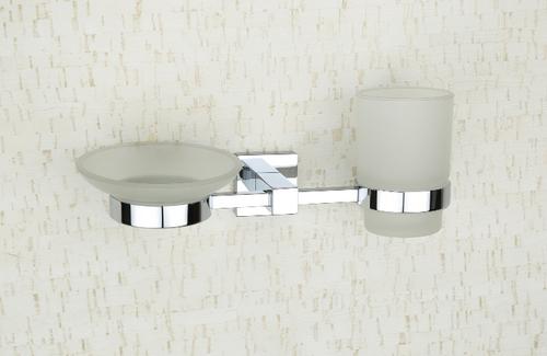 ब्रास ग्लास सोप डिश और टंबलर होल्डर (कॉम्बो)