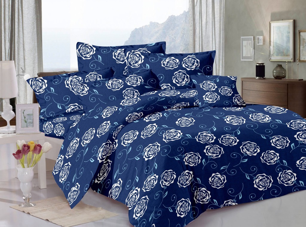 Decorative Bedsheet - 100% Pure Cotton, 245cm X 225cm Double Size, 240 Thread Count, Includes 2 Pillow Covers, Washable Plain Dyed Design