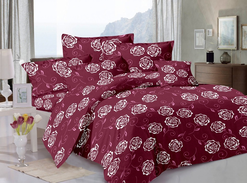 Decorative Bedsheet - 100% Pure Cotton, 245cm X 225cm Double Size, 240 Thread Count, Includes 2 Pillow Covers, Washable Plain Dyed Design