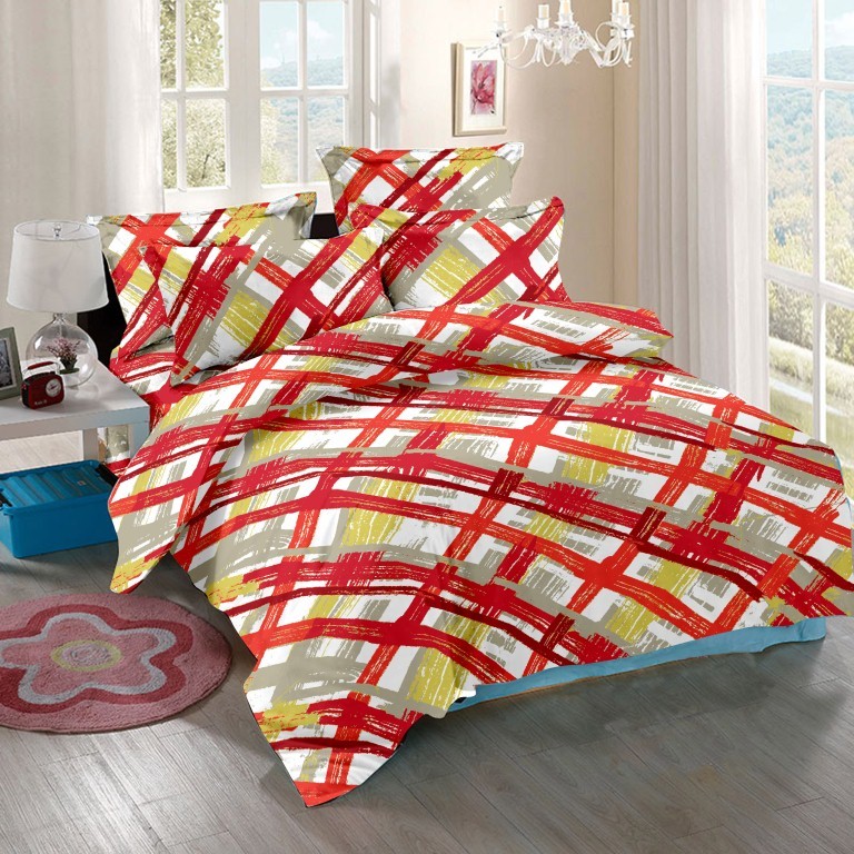 Cotton Bedsheet Set - 100% Cotton 108 X 108 Inch, 2 Pillow Covers 17 X 27 Inch, Trendy Printed Design, Easy Washable, Luxuriously Soft Touch