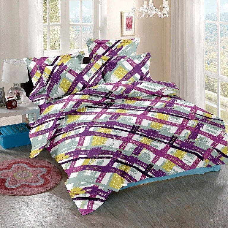 Cotton Bedsheet Set - 100% Cotton 108 X 108 Inch, 2 Pillow Covers 17 X 27 Inch, Trendy Printed Design, Easy Washable, Luxuriously Soft Touch