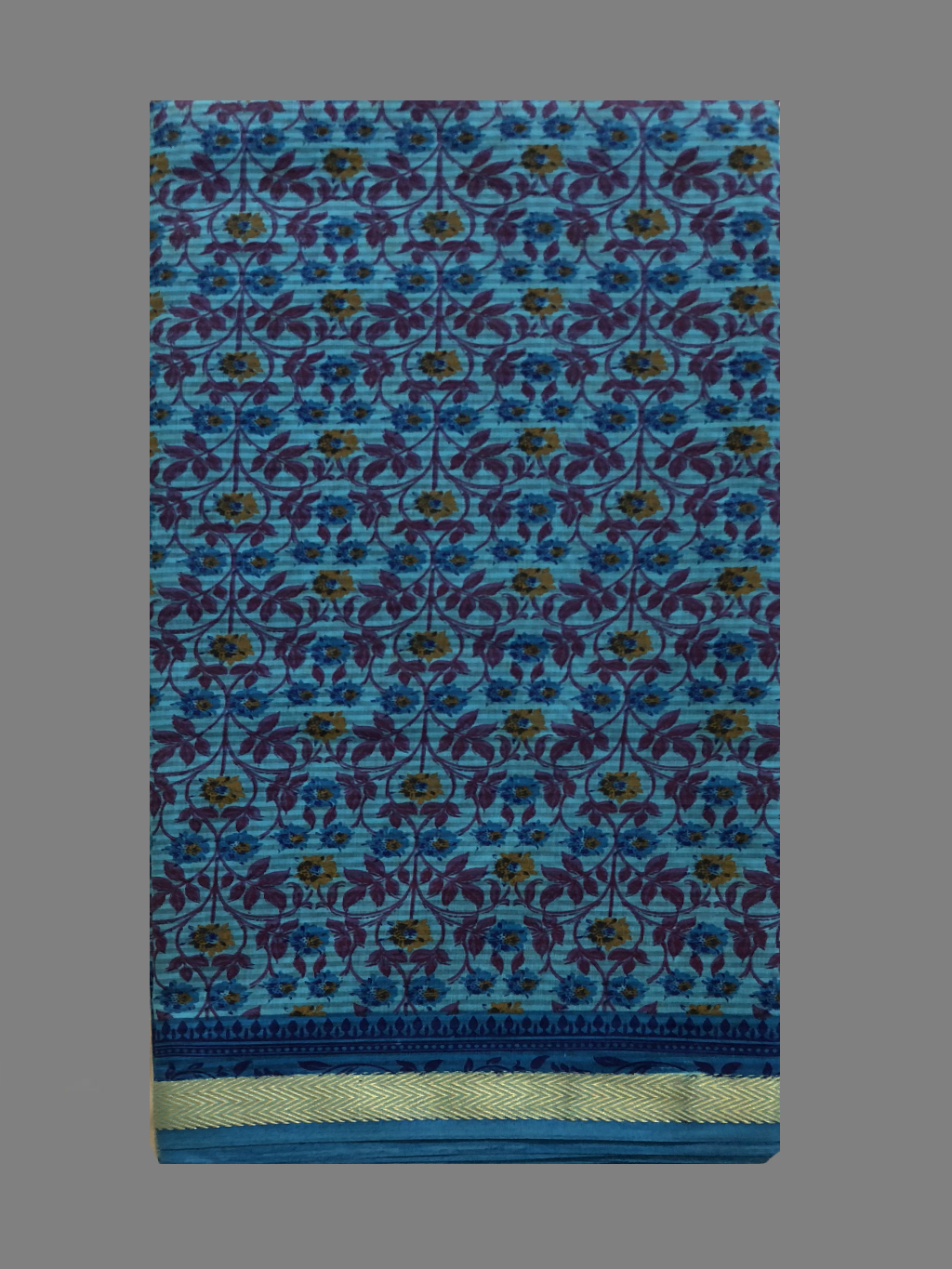 Flower Print With Golden Border Cotton Saree - 5.5 Mt Length & 0.80 Mt Blouse | Elegant Printed Design In Various Colors, Perfect For Casual Wear