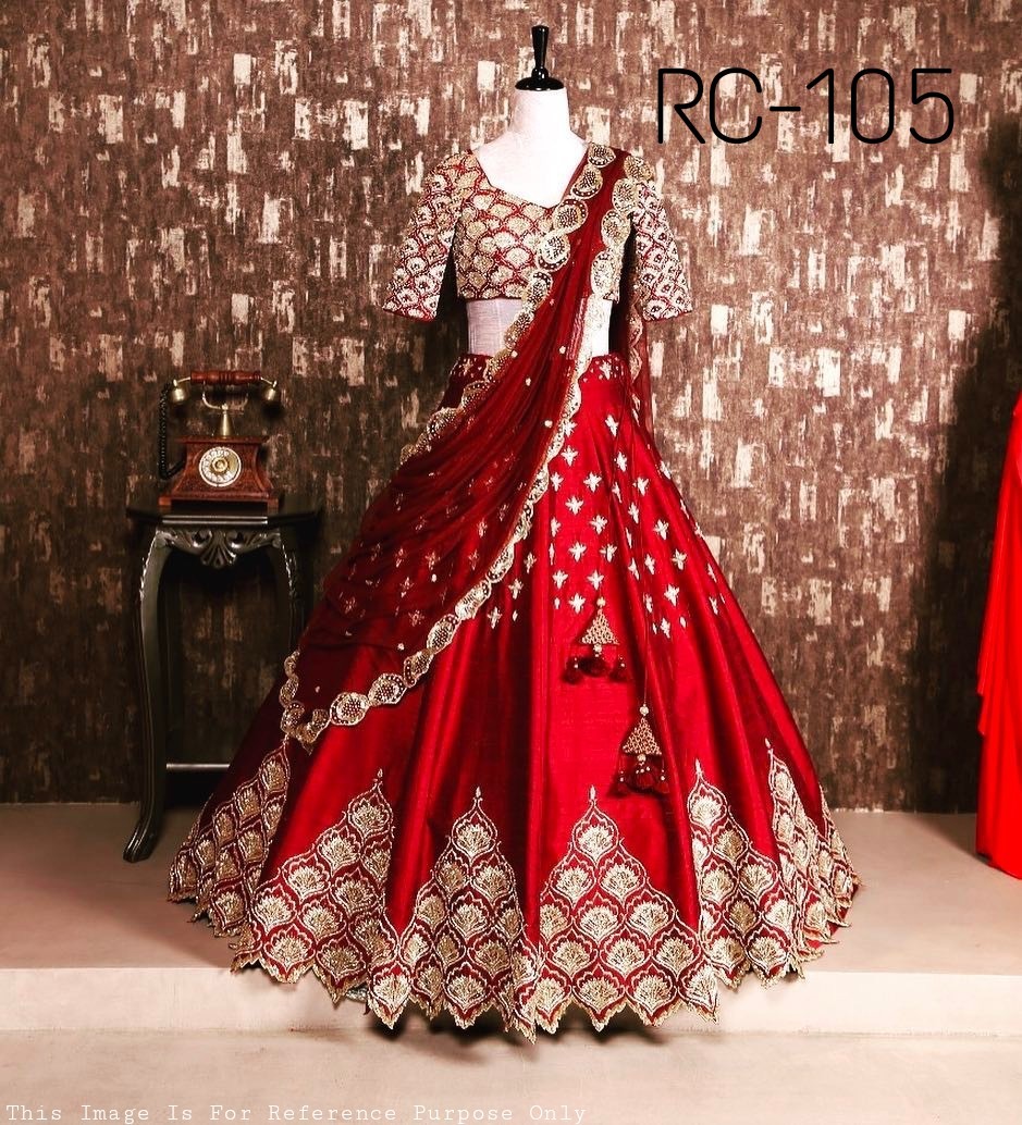 Red Lehenga Decoration Material: Lace