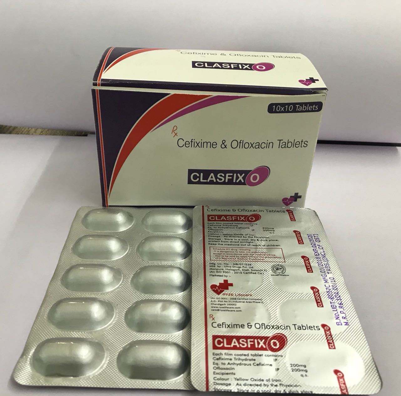 Clasfix-o Tablets - Cefixime & Ofloxacin | Effective Treatment For Bacterial Infections, Urinary & Respiratory Infections, Pack Of 100