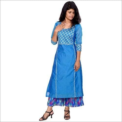 Blue Designer Cotton Kurtis