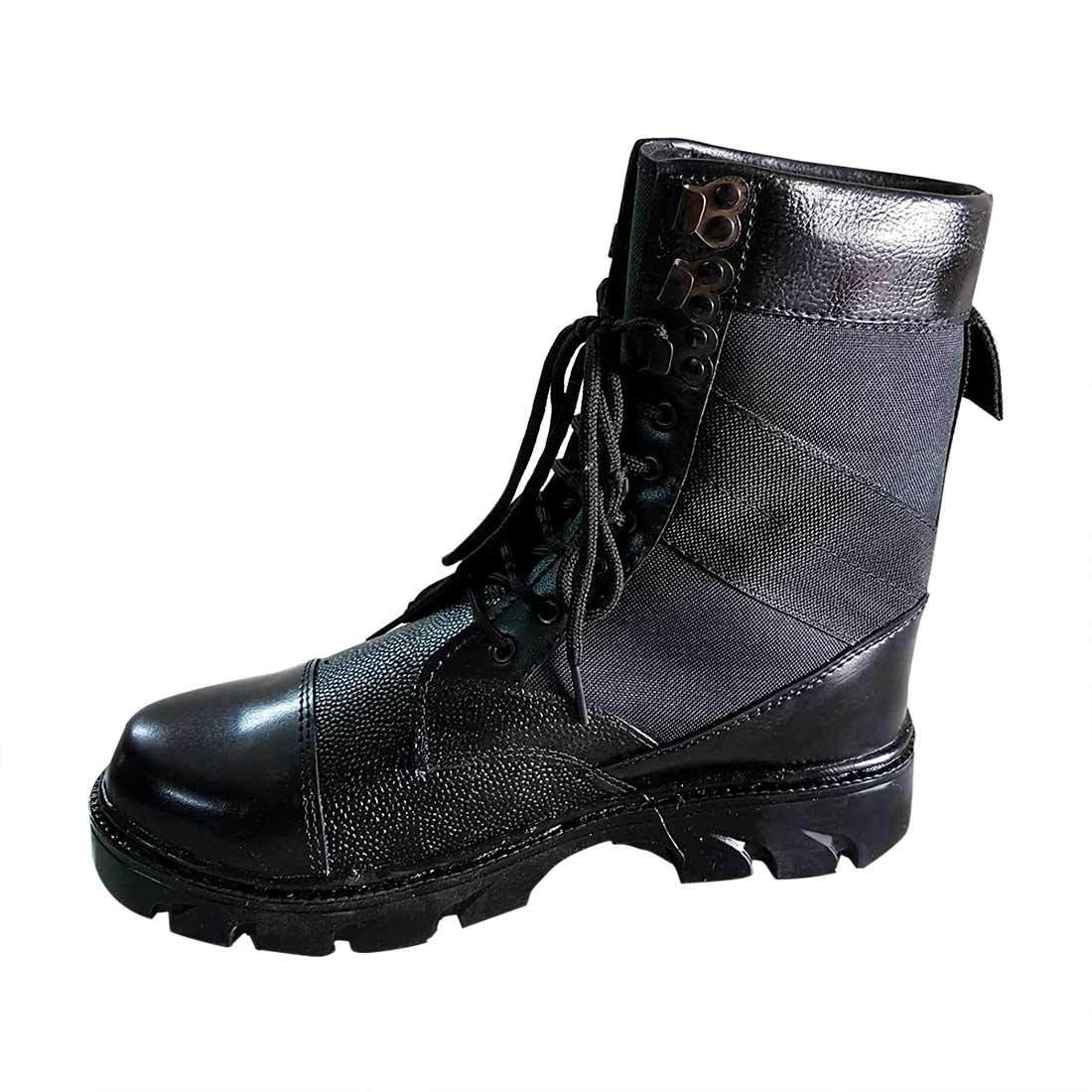 Army Boot - Leather And Cotton Blend, Size 6-11 | Black Color, Lace-up Closure, Casual Wear Footwear