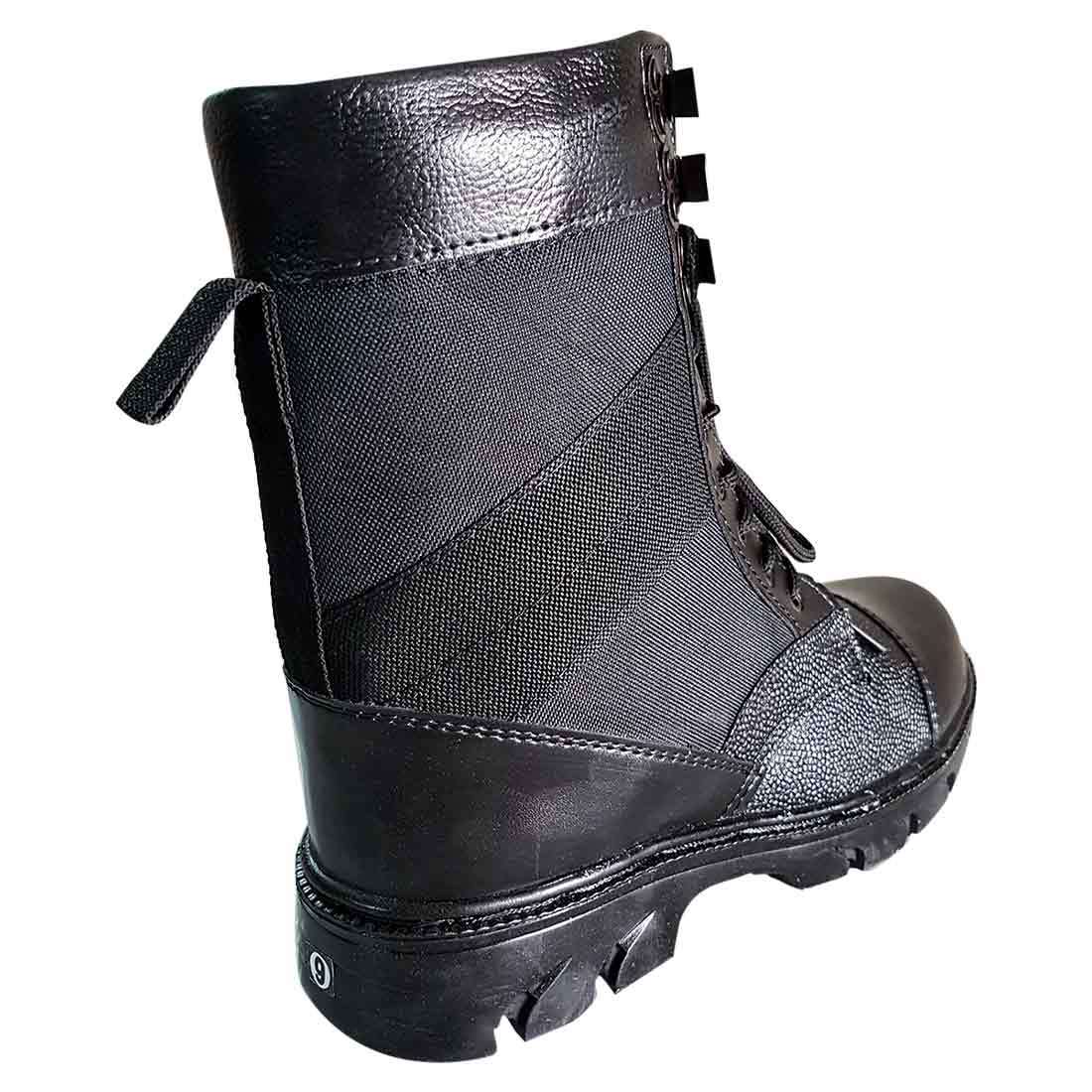 Army Boot - Leather And Cotton Blend, Size 6-11 | Black Color, Lace-up Closure, Casual Wear Footwear
