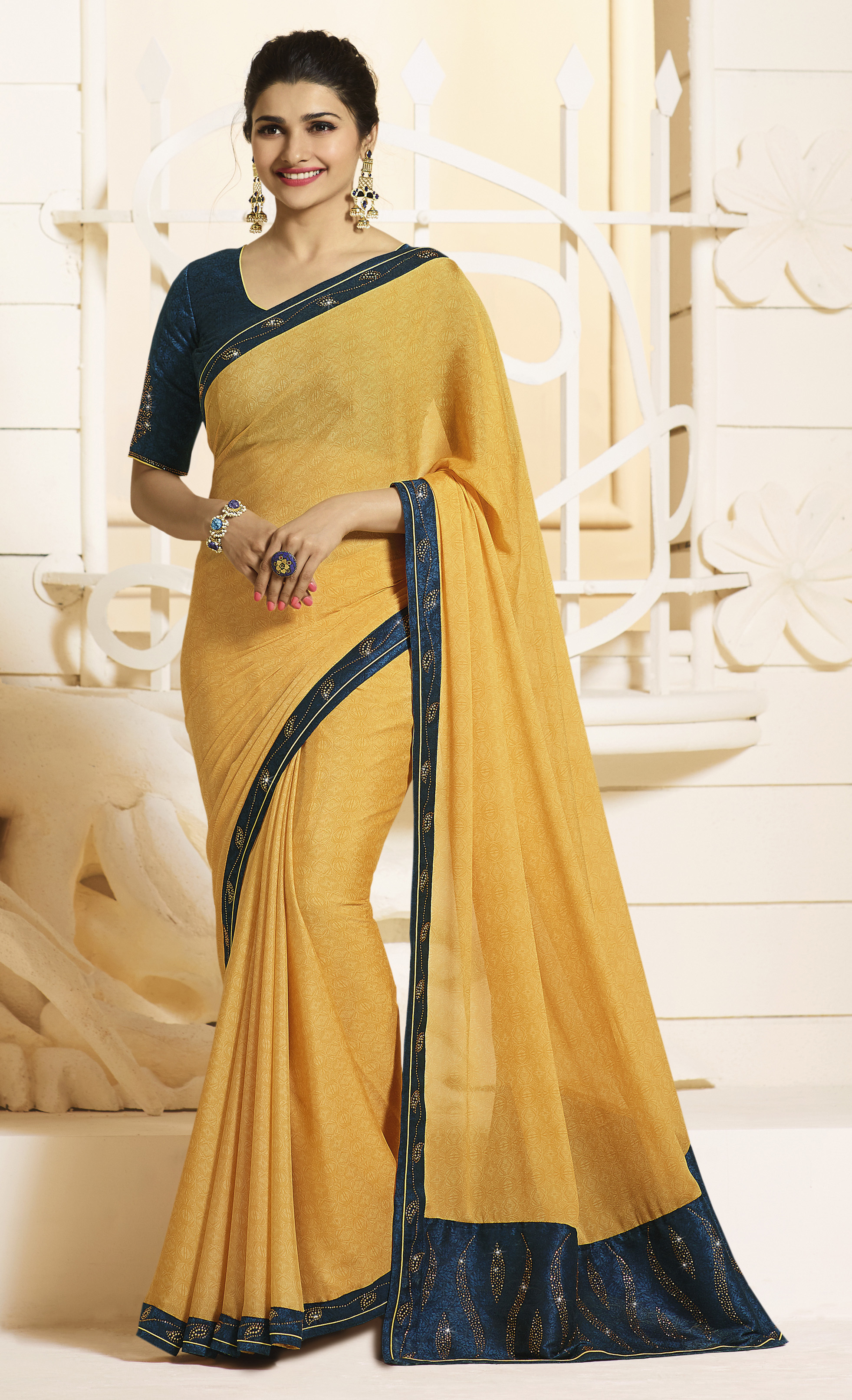 As Per Image Designer Plain Saree