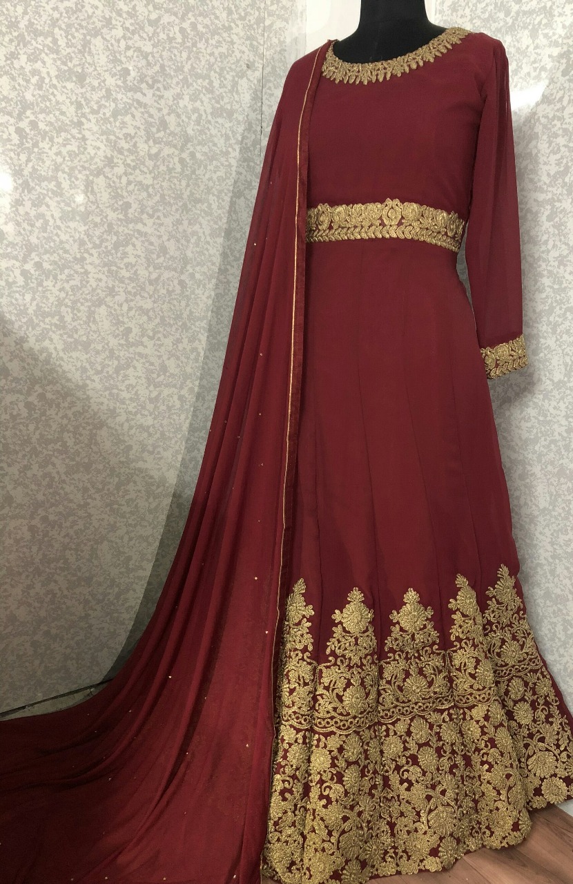 Maroon Fancy Embroidered Kurtis