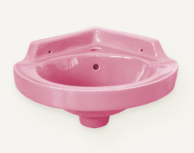 Ceramic Corner Wash Basin - 410x410 Mm, Glossy Finish With Rust-resistant Metallic Tap, Trendy Round Design Ideal For Small Bathrooms