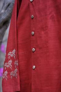Red Hand Embroidered Sherwani