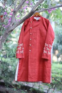 Red Hand Embroidered Sherwani