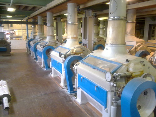 Roller Flour Mill - Stainless Steel, 1000mm x 1500mm x 2000mm Dimensions, 10-20 HP Motor Power, 200-300mm Roller Diameter, 100-200 RPM Speed, 500-1000 kg/hr Capacity, 1000-2000 kg Weight