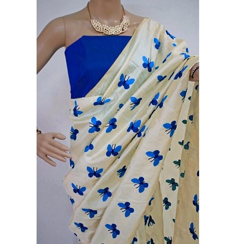 Blue New Ladies Wear Embroidery Silk Sarees