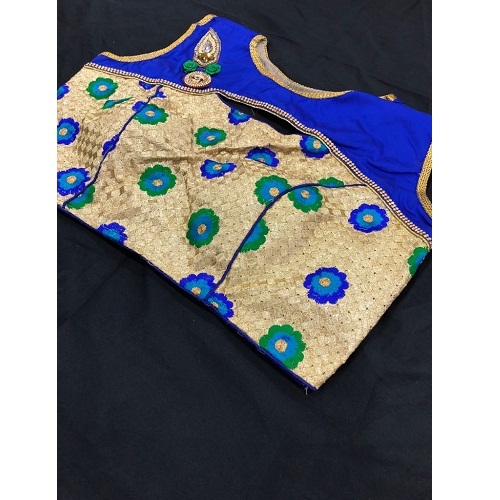 Saree Designer Blouse Fabric - Embroidered, 0.80m Length | Sleeveless Ethnic Wear In Blue, Green, Peach, Red, Black