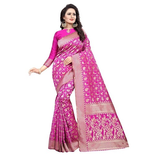 Blue Jacquard Printed Saree