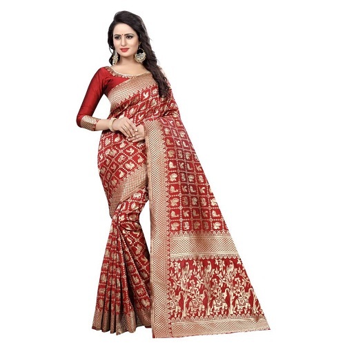 Blue Jacquard Printed Saree