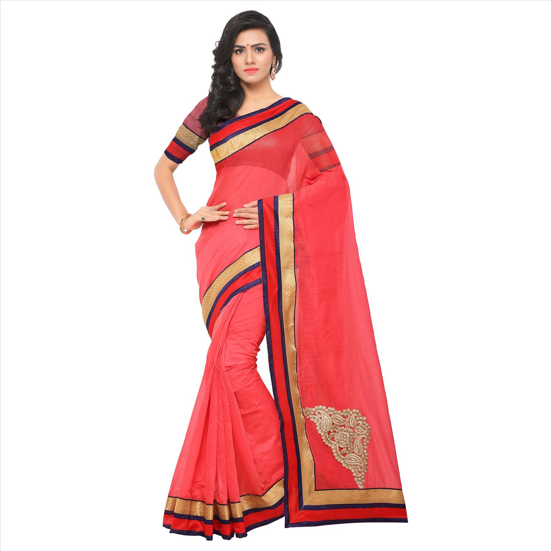 Chanderi Fancy Saree - Art Silk Fabric, Length 5.5 Mtr, Blouse Length 0.8 Mtr | Available In Green, Blue, Black, Maroon, Pink, Firozi, Suitable For All Seasons