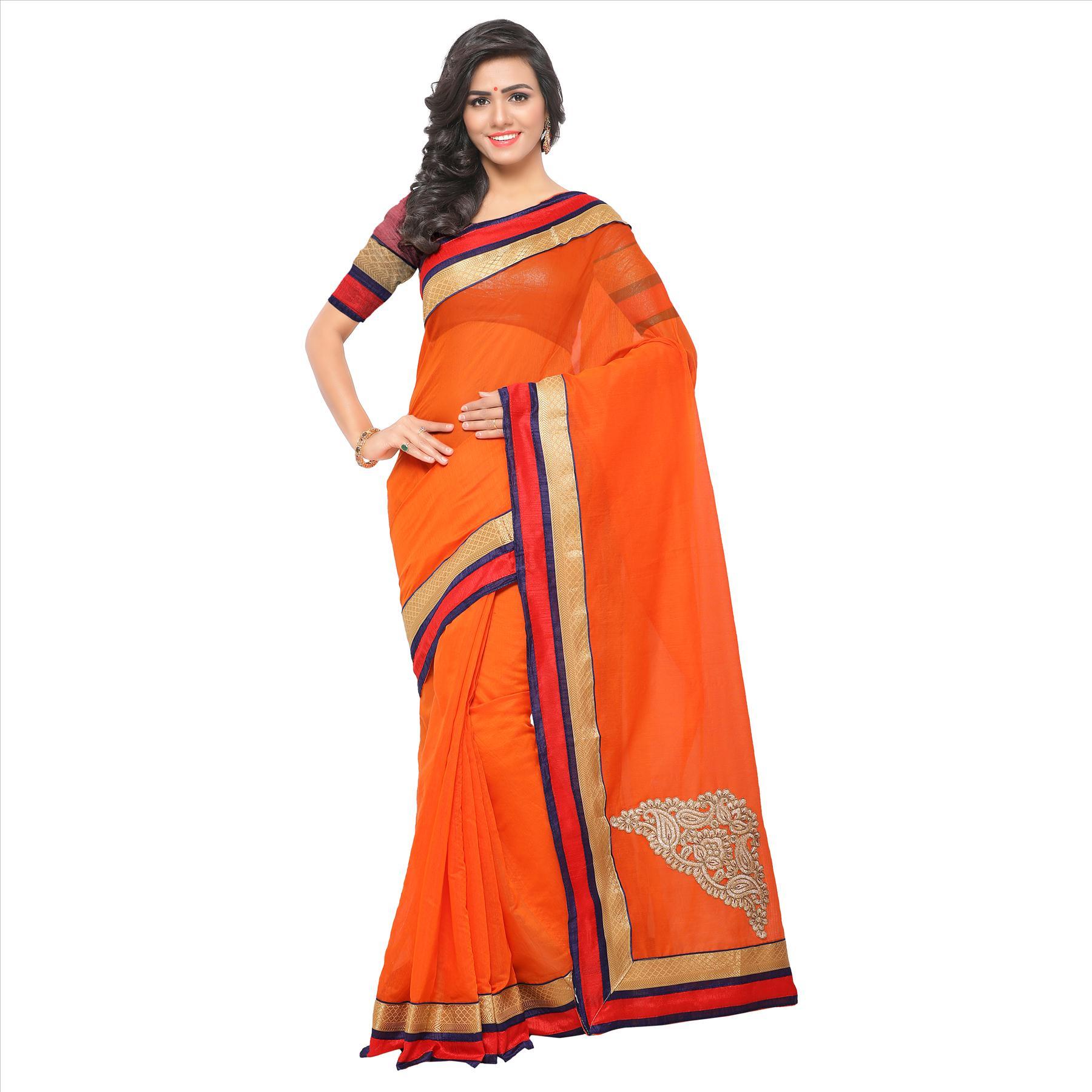 Chanderi Fancy Saree - Art Silk Fabric, Length 5.5 Mtr, Blouse Length 0.8 Mtr | Available In Green, Blue, Black, Maroon, Pink, Firozi, Suitable For All Seasons