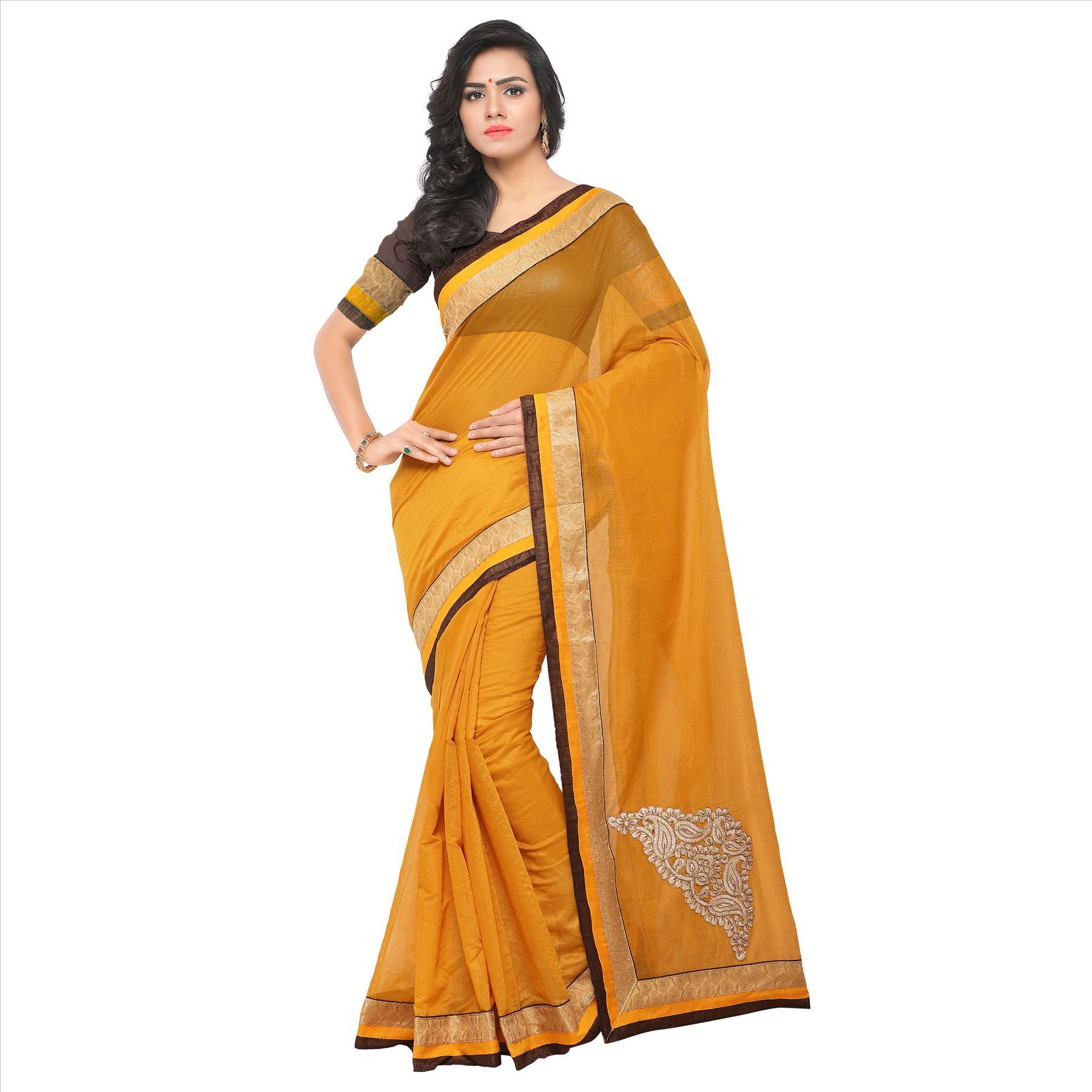 Chanderi Fancy Saree - Art Silk Fabric, Length 5.5 Mtr, Blouse Length 0.8 Mtr | Available In Green, Blue, Black, Maroon, Pink, Firozi, Suitable For All Seasons