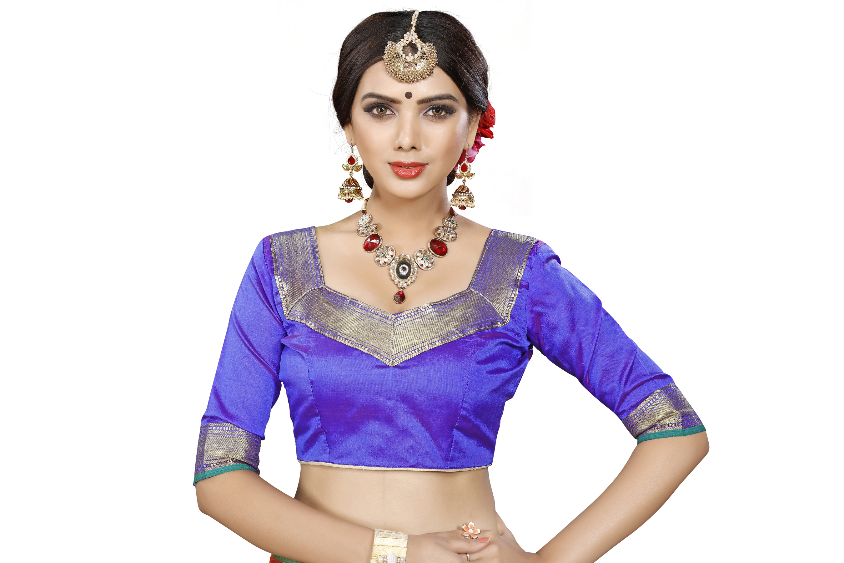 Blue Designer Work Jacquard  Saree