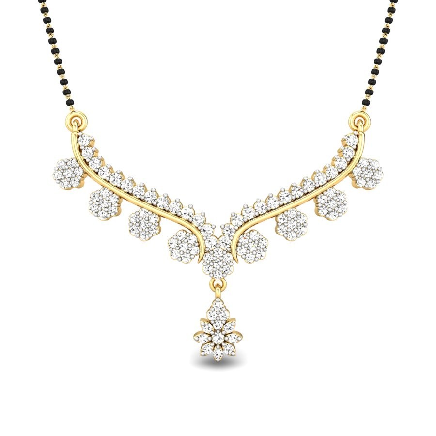 Diamond Mangalsutra - Gold, 18-22 Inches, American Diamonds | Elegant Design, Lightweight, Non-allergenic, Sparkling Finish, Trendy Style