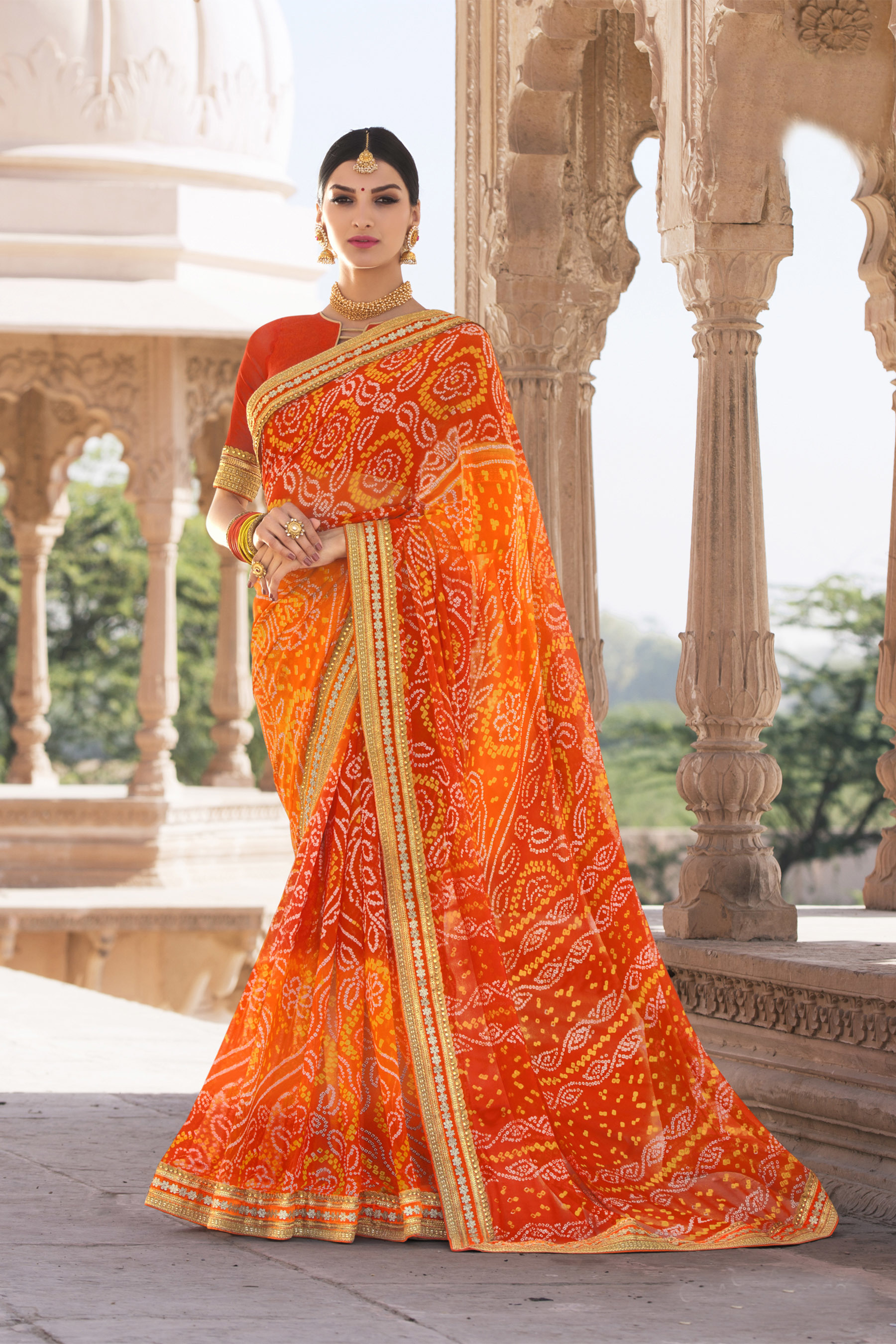 As Per Image Bandhani Saree