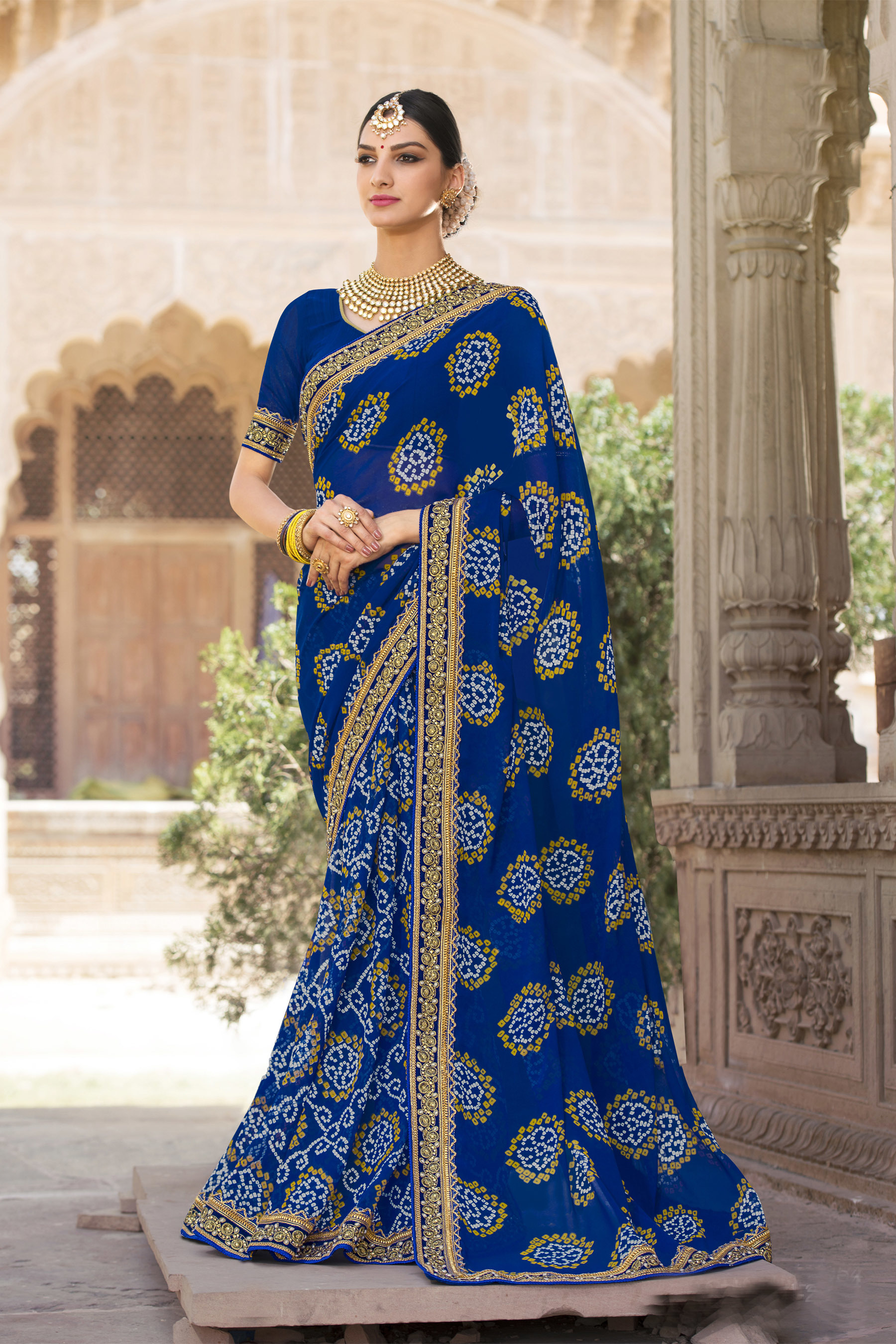 As Per Image Bandhani Saree