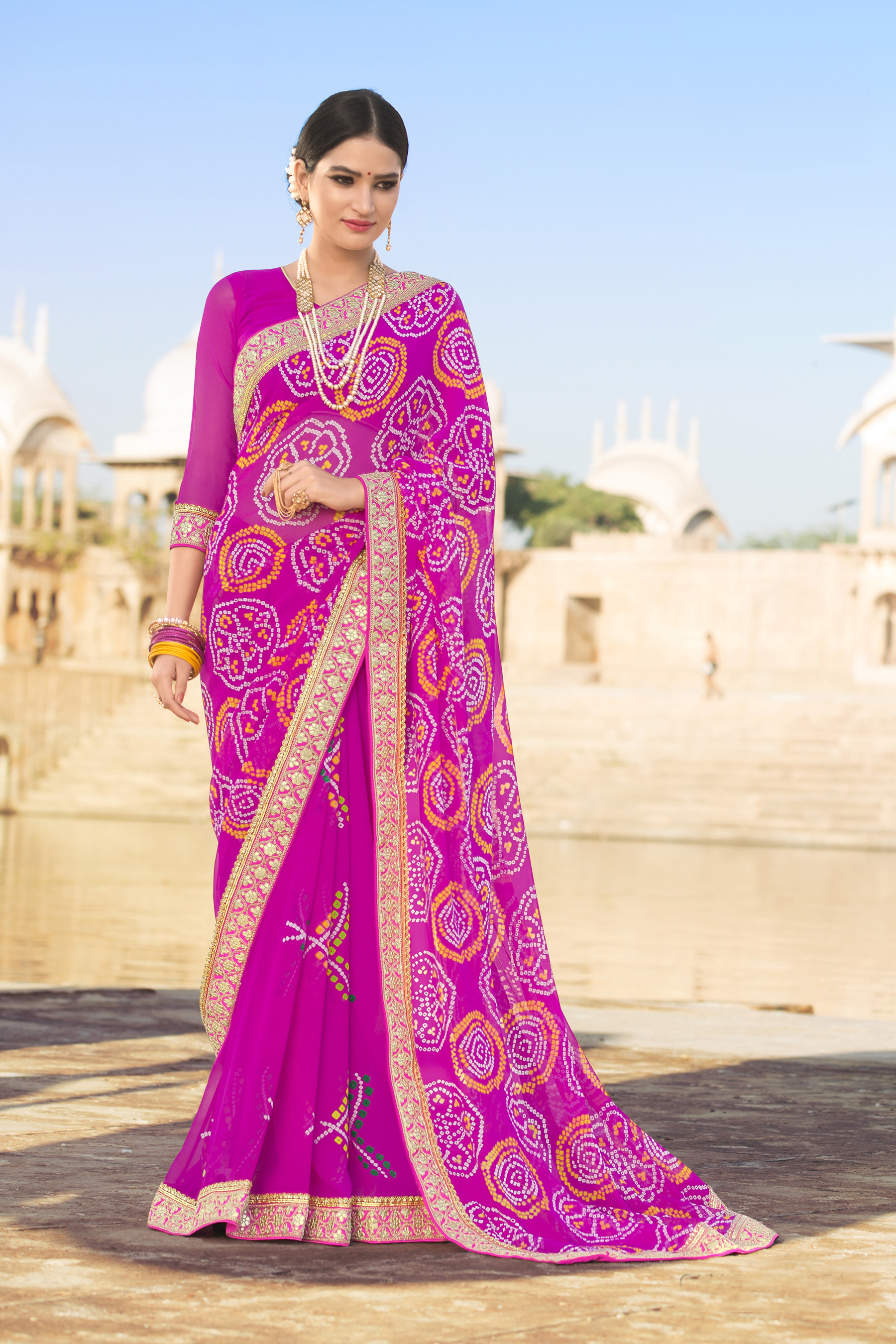 As Per Image Bandhani Saree