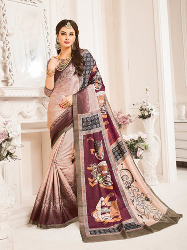 इमेज के अनुसार पेपर सिल्क साड़ी