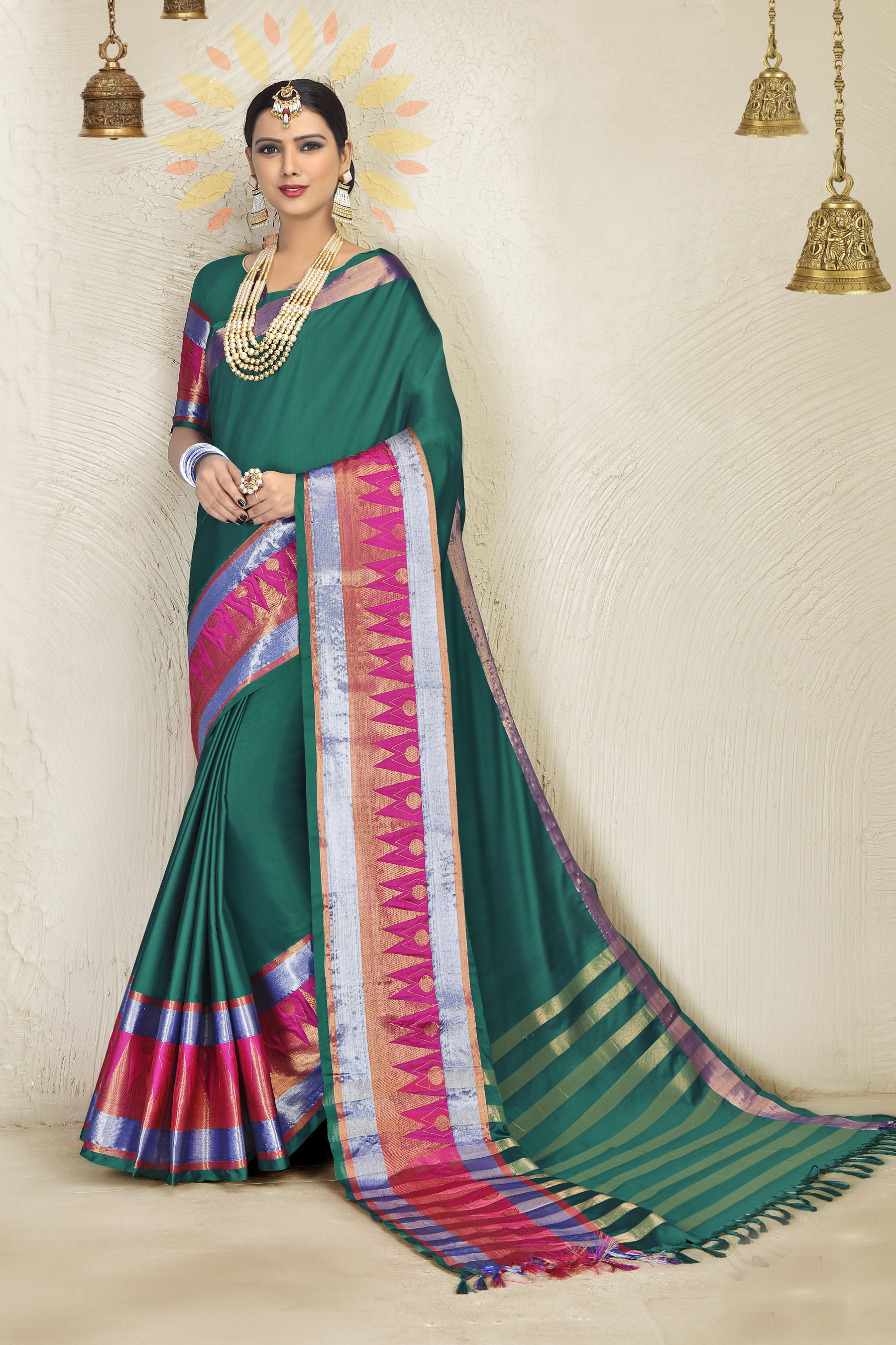 Designer Cotton Silk Saree - Cotton Blended, Customized Size, Embroidered Pattern, Printed Technics, Indian Ethnic Dress Type