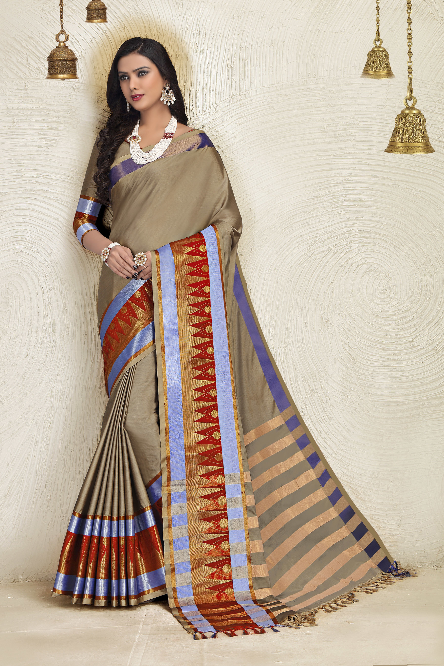 Designer Cotton Silk Saree - Cotton Blended, Customized Size, Embroidered Pattern, Printed Technics, Indian Ethnic Dress Type