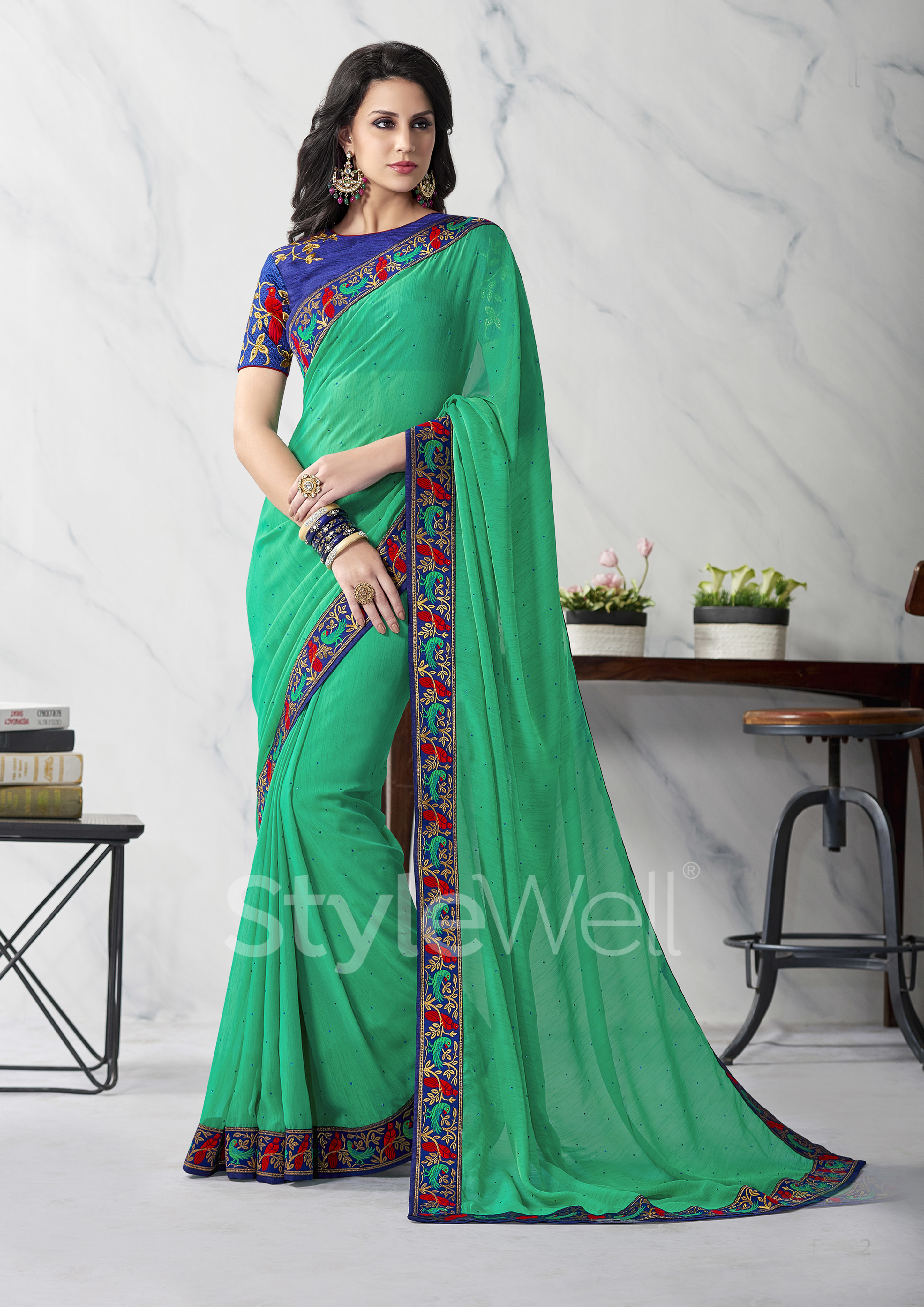 As Per Image Chiffon Saree