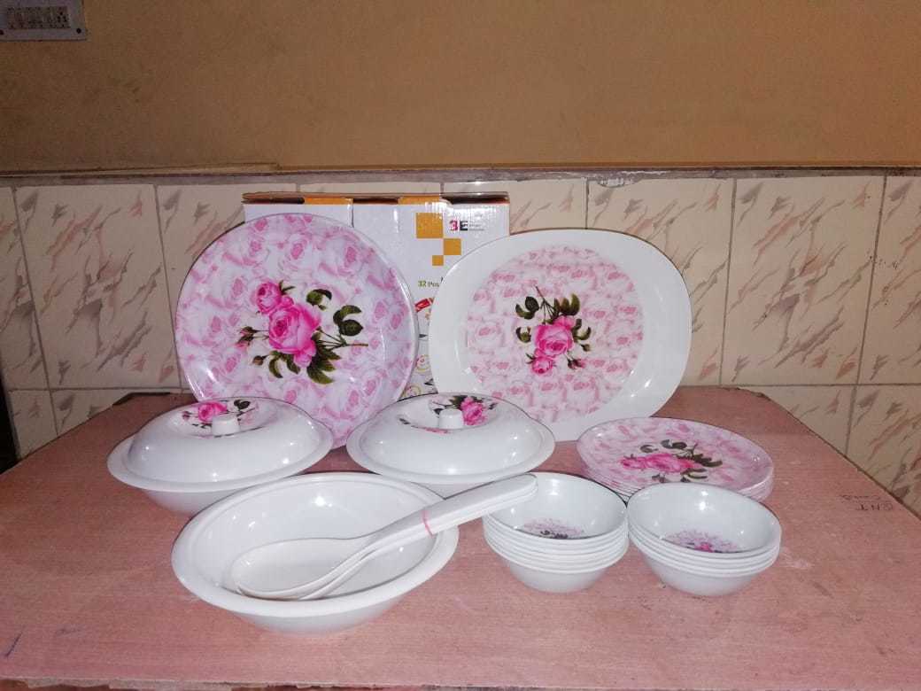 Designer Dinner Set - Melamine Material, 32 Pieces, Multi-color , Safe & Durable For Healthy Living