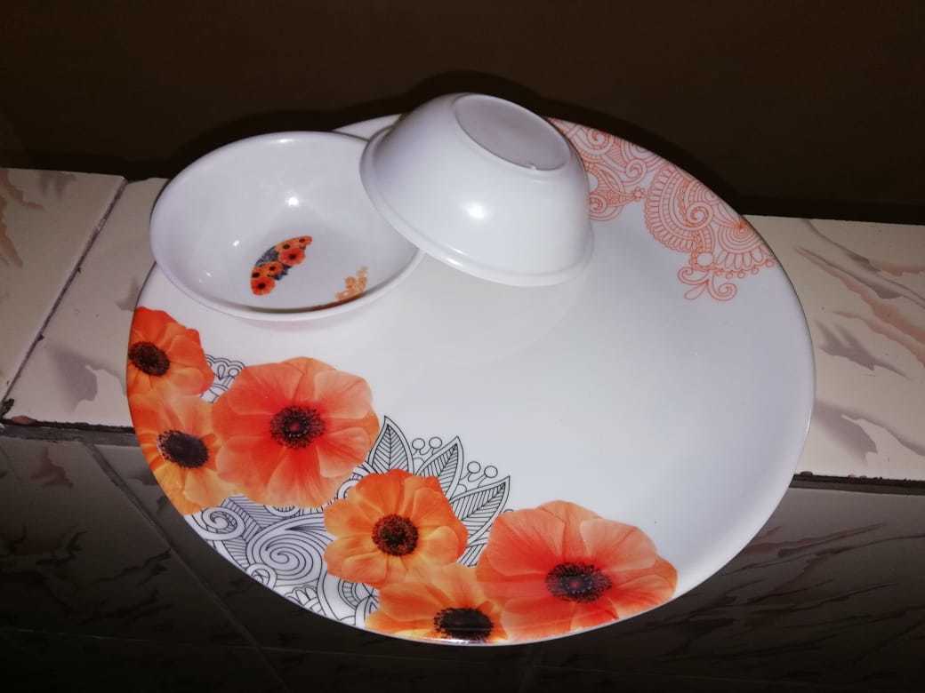 Designer Dinner Set - Melamine Material, 32 Pieces, Multi-color , Safe & Durable For Healthy Living