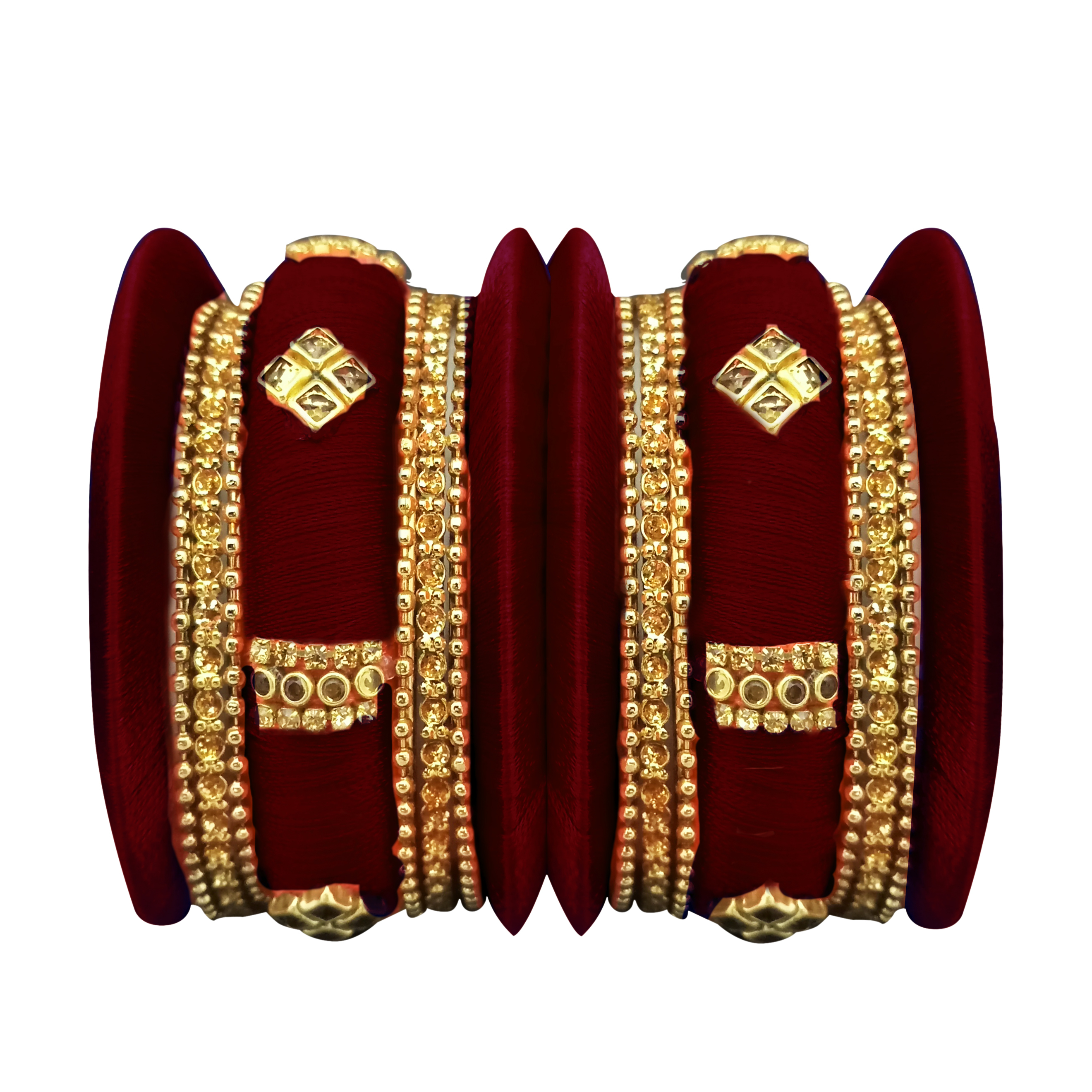 Thread Bangle Set - Zinc Alloy, Size 2.4/2.6/2.8 Inches | Classy Traditional Indian Jewelry, Perfect For Weddings And Festive Occasions, Studded With Shining Stones