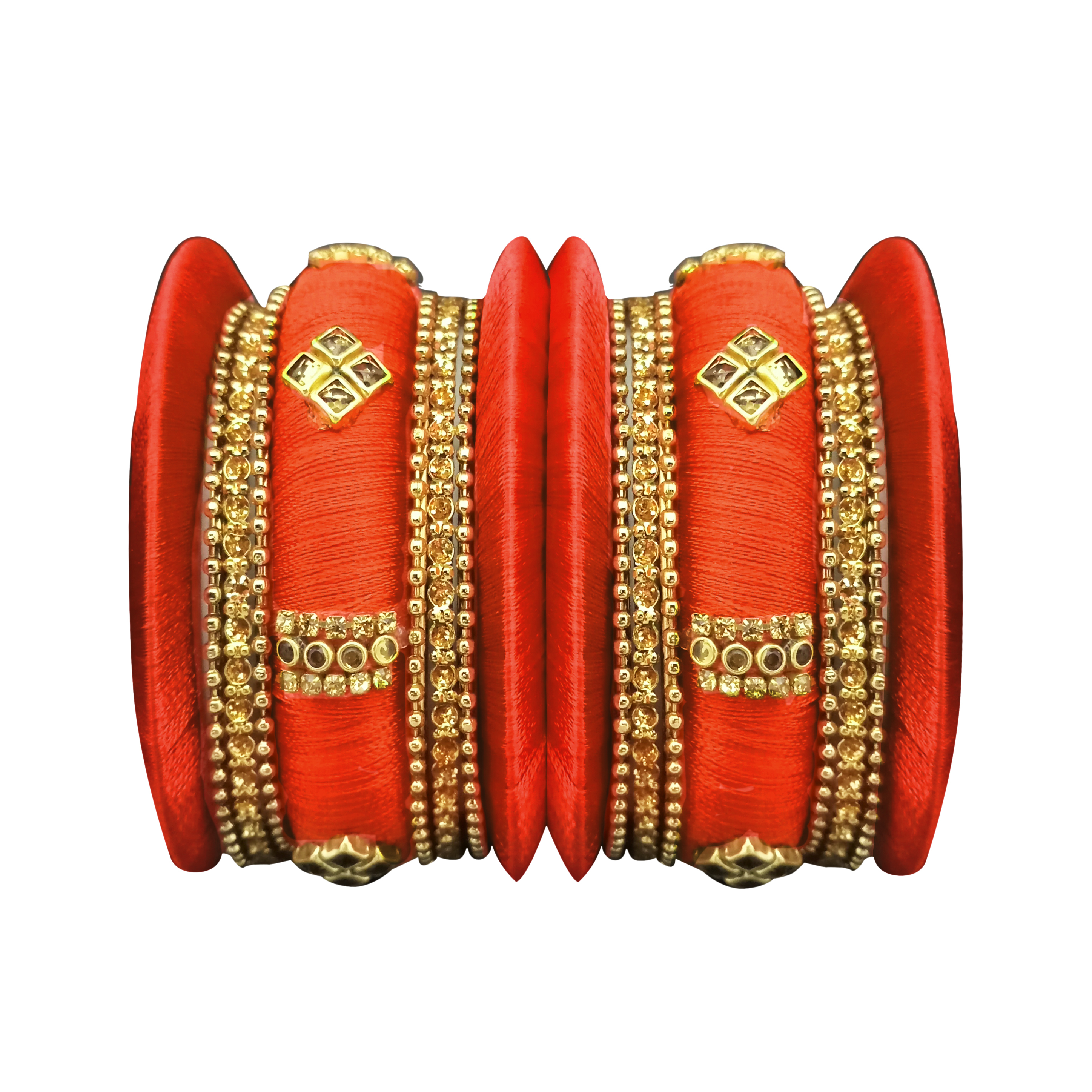 Thread Bangle Set - Zinc Alloy, Size 2.4/2.6/2.8 Inches | Classy Traditional Indian Jewelry, Perfect For Weddings And Festive Occasions, Studded With Shining Stones