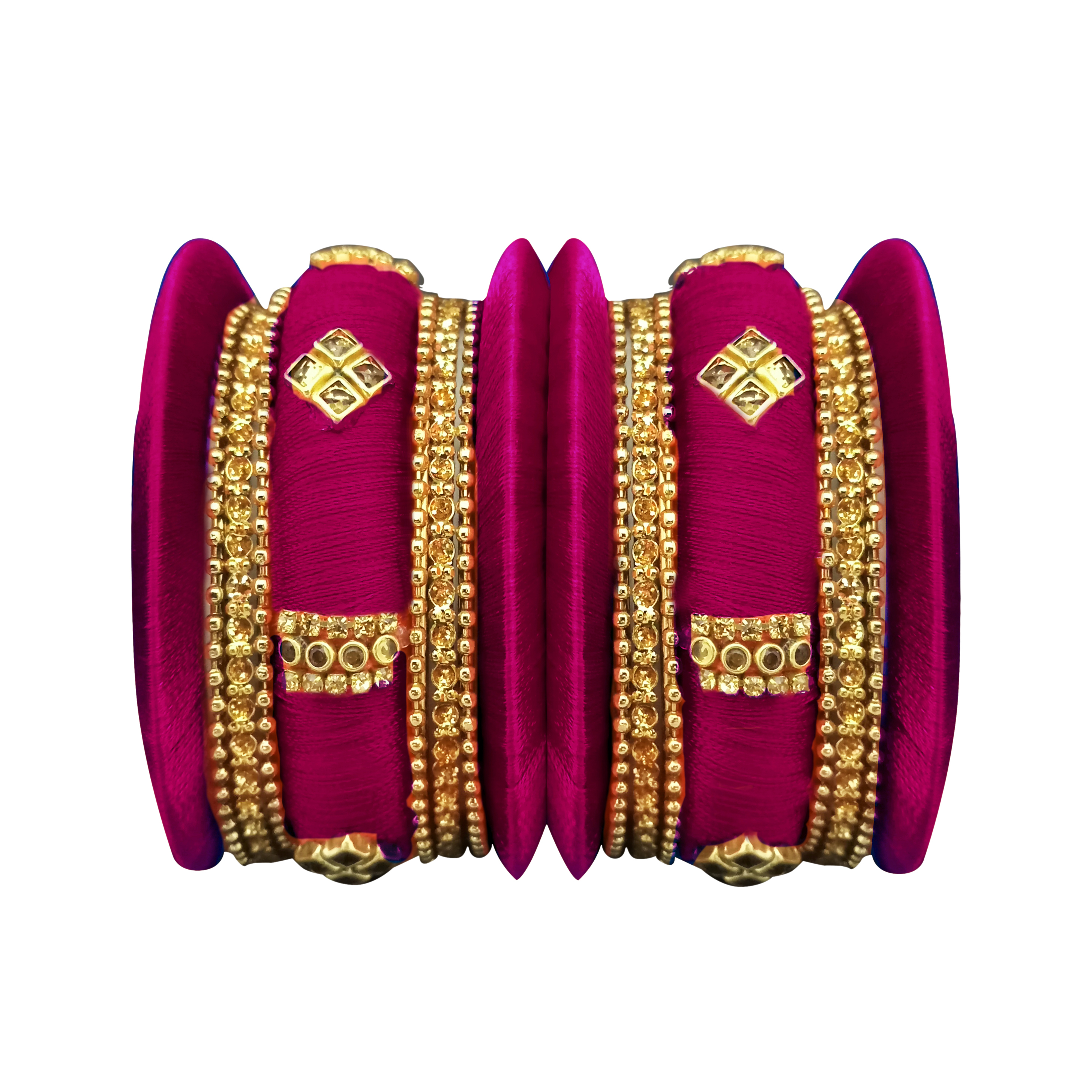 Thread Bangle Set - Zinc Alloy, Size 2.4/2.6/2.8 Inches | Classy Traditional Indian Jewelry, Perfect For Weddings And Festive Occasions, Studded With Shining Stones