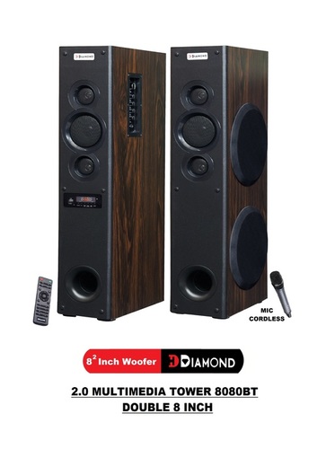 2.0 Multimedia Tower Speaker - 8080bt Cabinet Material: Wooden